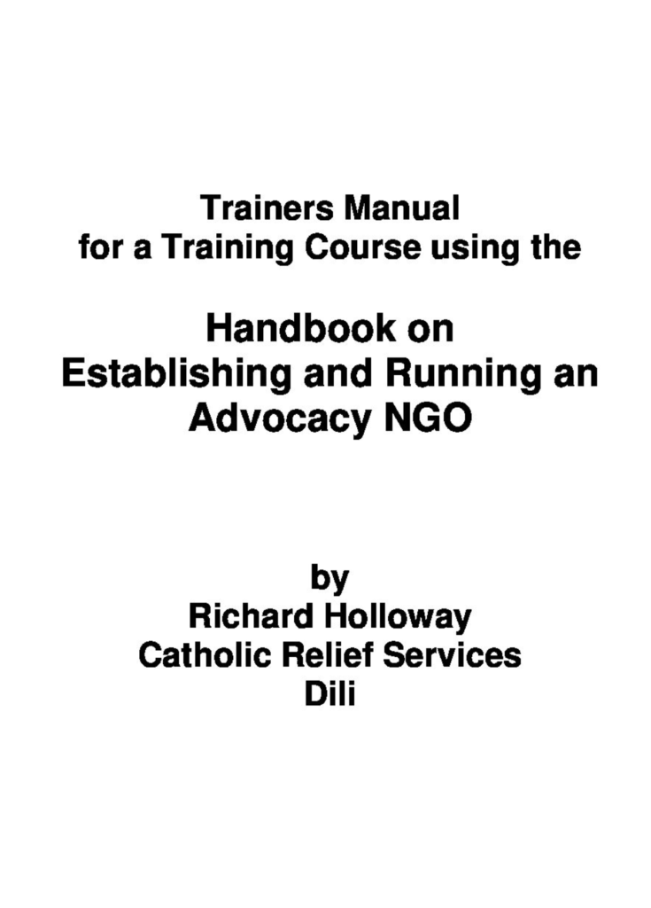 Handbook on Establishing and Running an Advocacy NGO